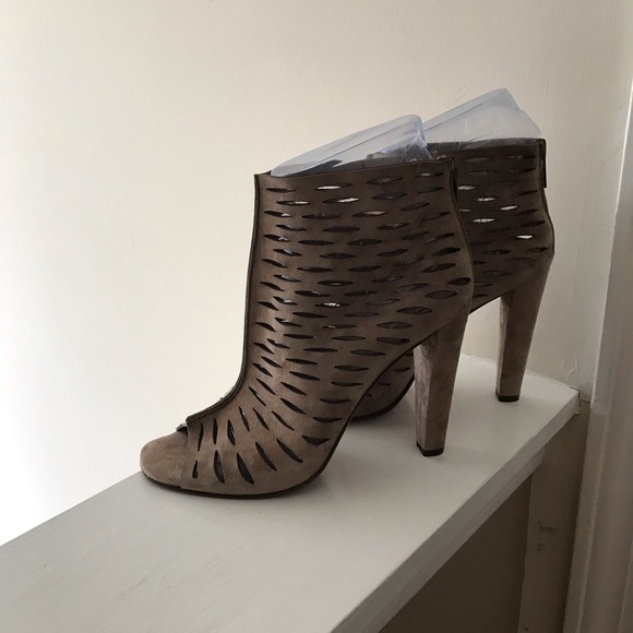 Diane Von Furstenberg Shoes - Diane von Furstenberg Beige Suede Heel Booties